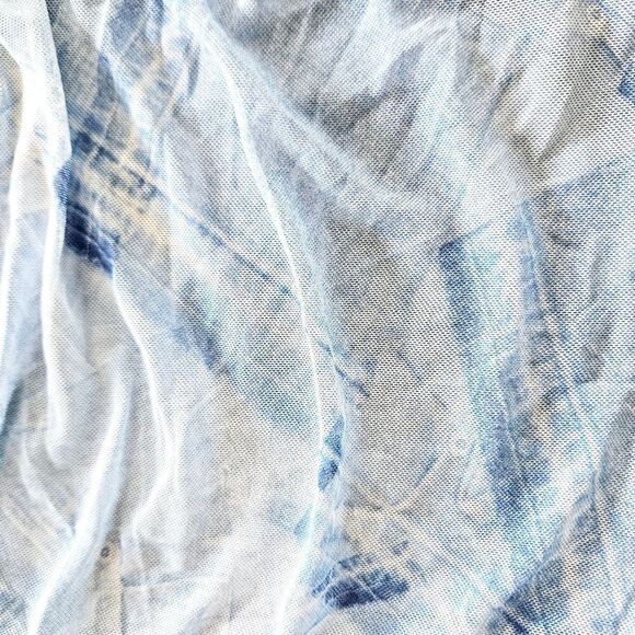 Good American Ruched Denim Patchwork Mesh Overlay Bodycon Midi Dress M - FLAW - Picture 7 of 10